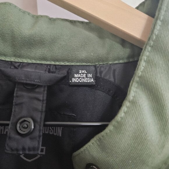 Harley Davidson "Estabrook" Green Canvas Textile Jacket WOMENS 2XL 97179-22VW - Picture 6 of 10